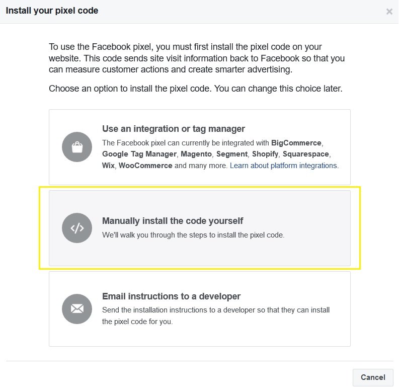 Facebook Pixel - Manually Install the Code Yourself