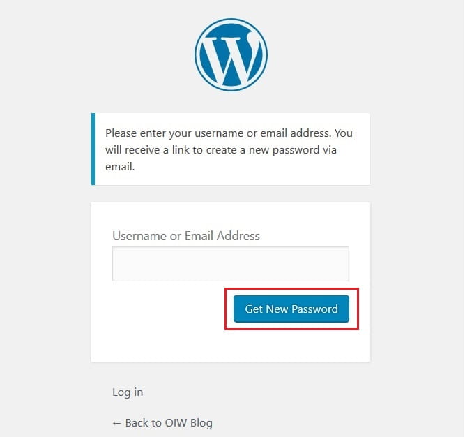 Get New Password Admin WordPress