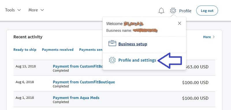 PayPal Profile and Settings