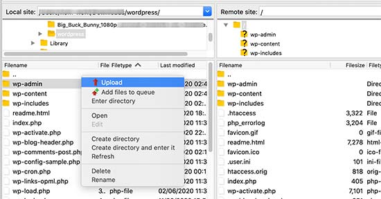Upload WordPress files from your computer